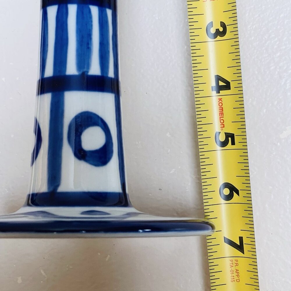 Vintage Dansk Arabesque Blue White Ceramic Candle Holders Set 2 Home Decor - Picture 8 of 9